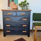 Vintage patinated black craft furniture style chest of drawers