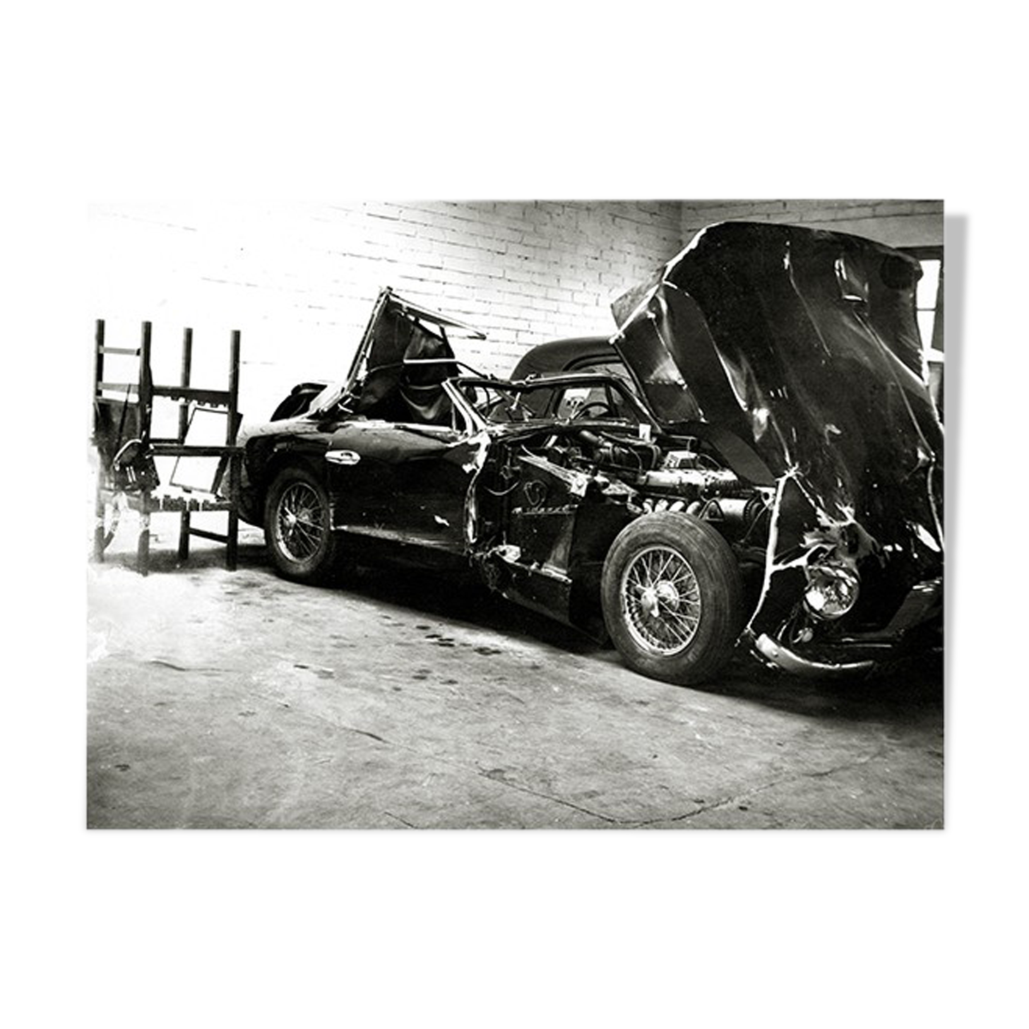 Photograph of Françoise Sagan's rugged Aston Martin