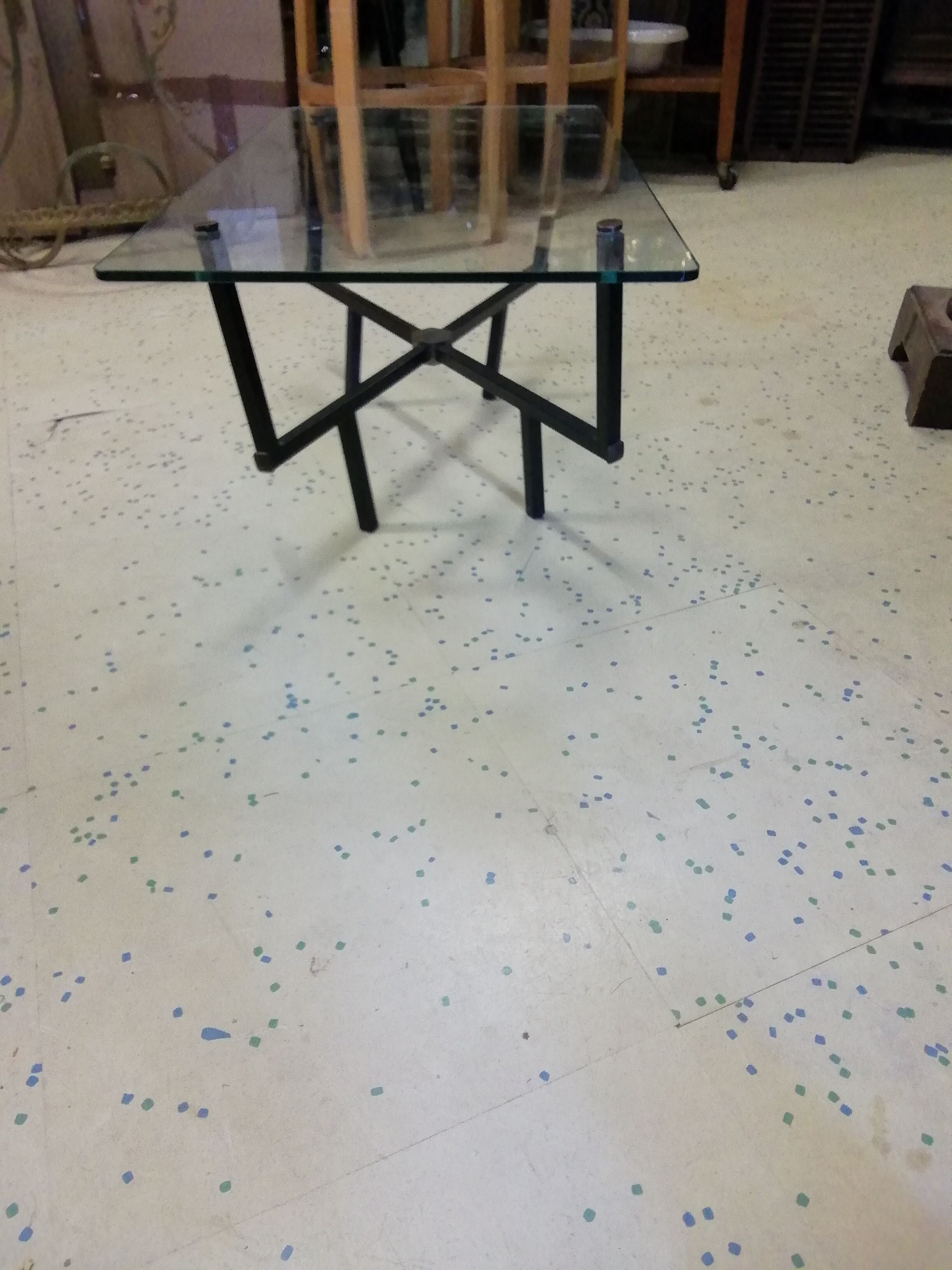 Coffee table with vintage iron base