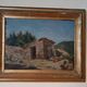peinture de paysage à l'huile sur carton, cadre ancien du début des années