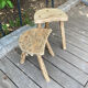 Set of 2 stools brutalist tripod oak/beech