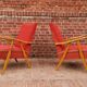 Pair of czechoslovak armchairs red compass feet annee 60