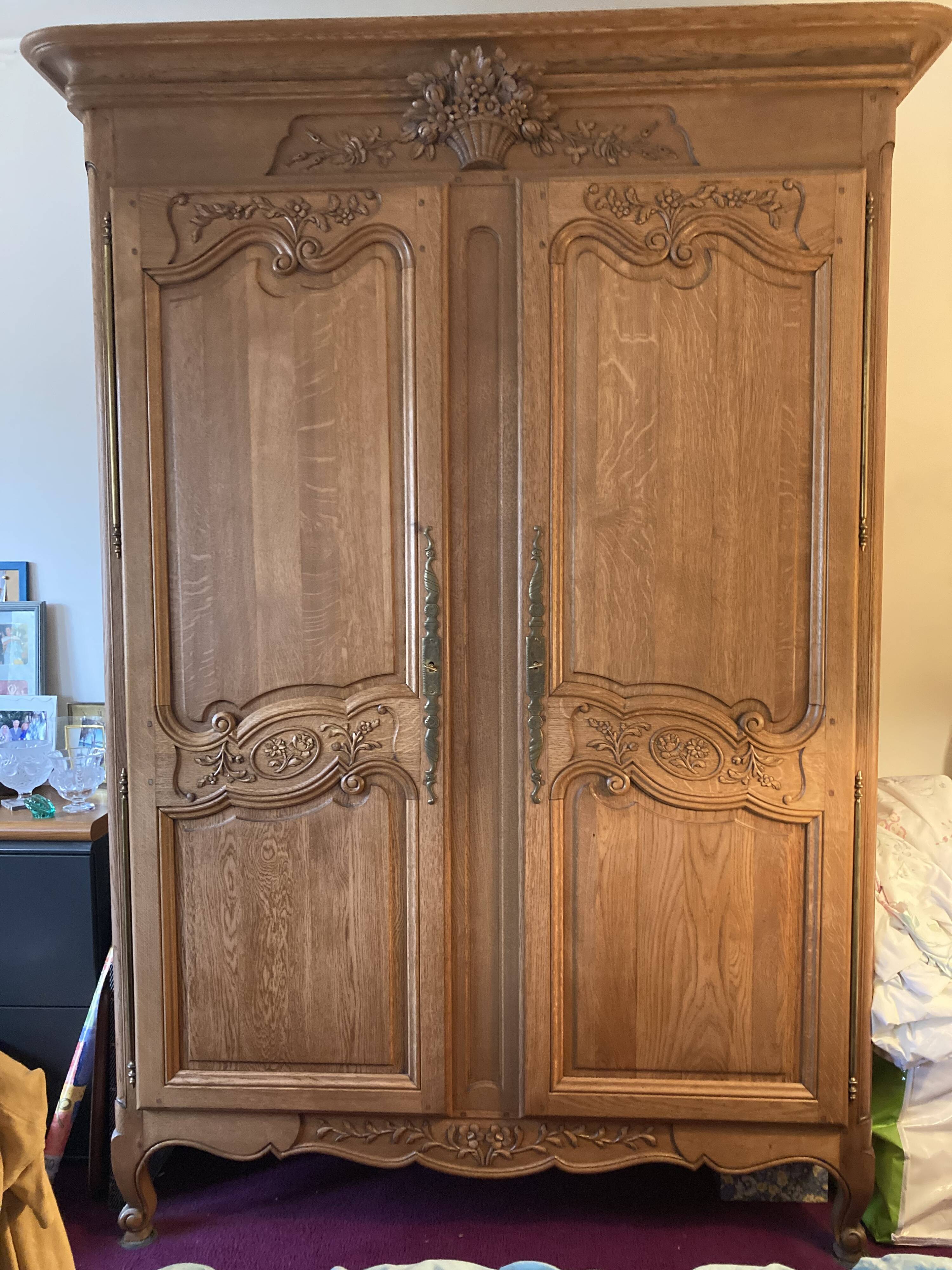 Molded and carved walnut cabinet 18th century Burgundy