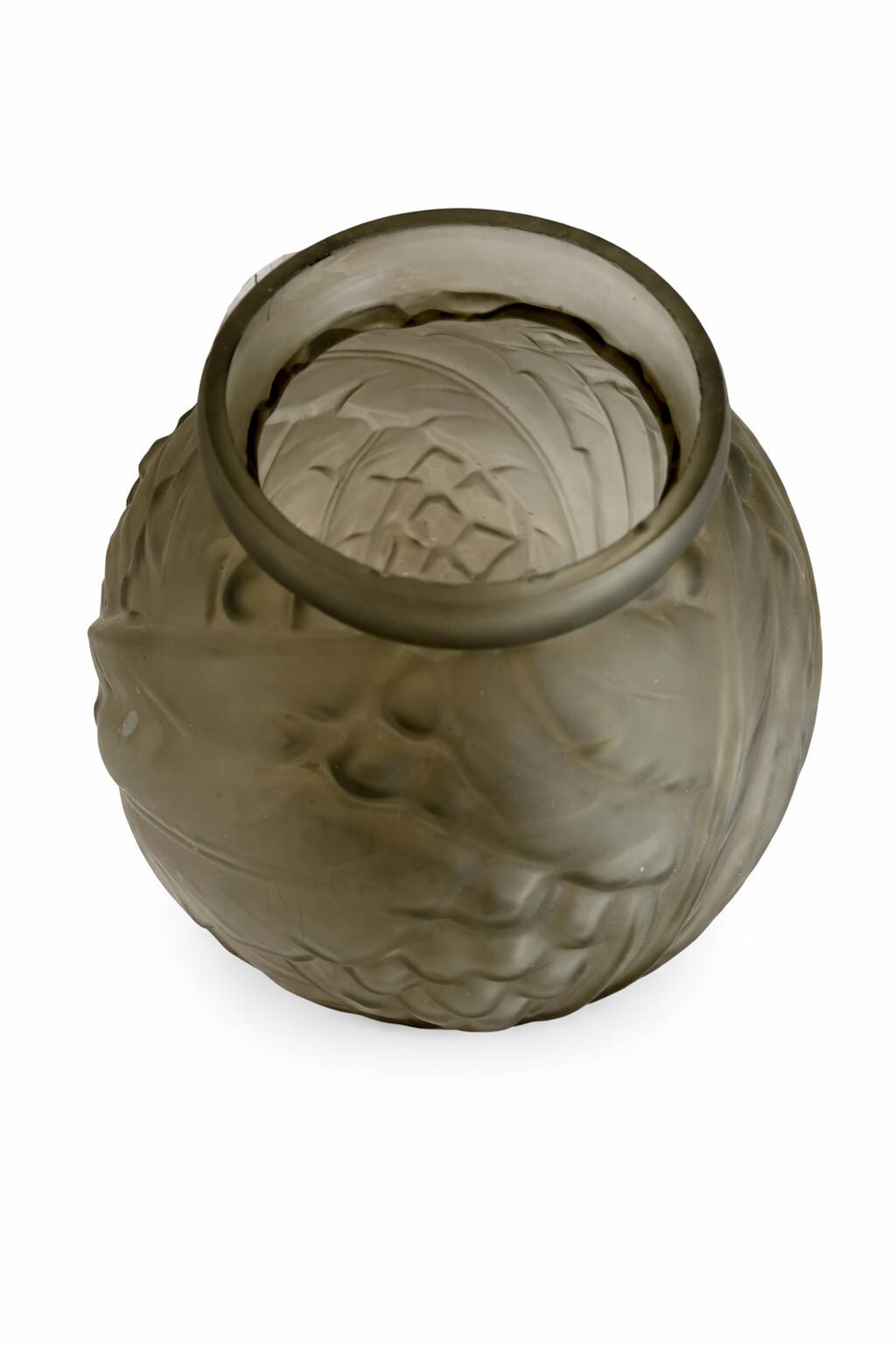 Large Art Deco vase Etaleune pressed glass – France 1930–50