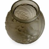 Large Art Deco vase Etaleune pressed glass – France 1930–50