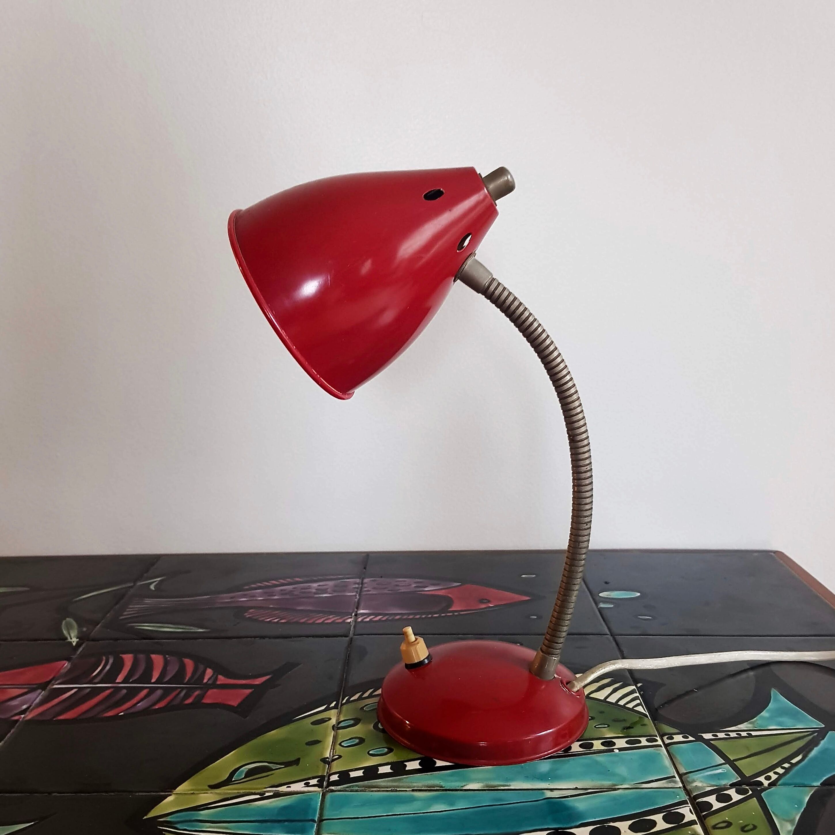 Vintage Hala Hala 50s Red Gooseneck Lamp