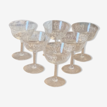 6 coupes à champagne modèle papillon vintage