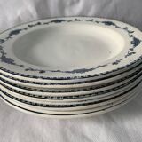 Lot of 8 flat plates and 8 hollow plates in ancient blue salins earthenware