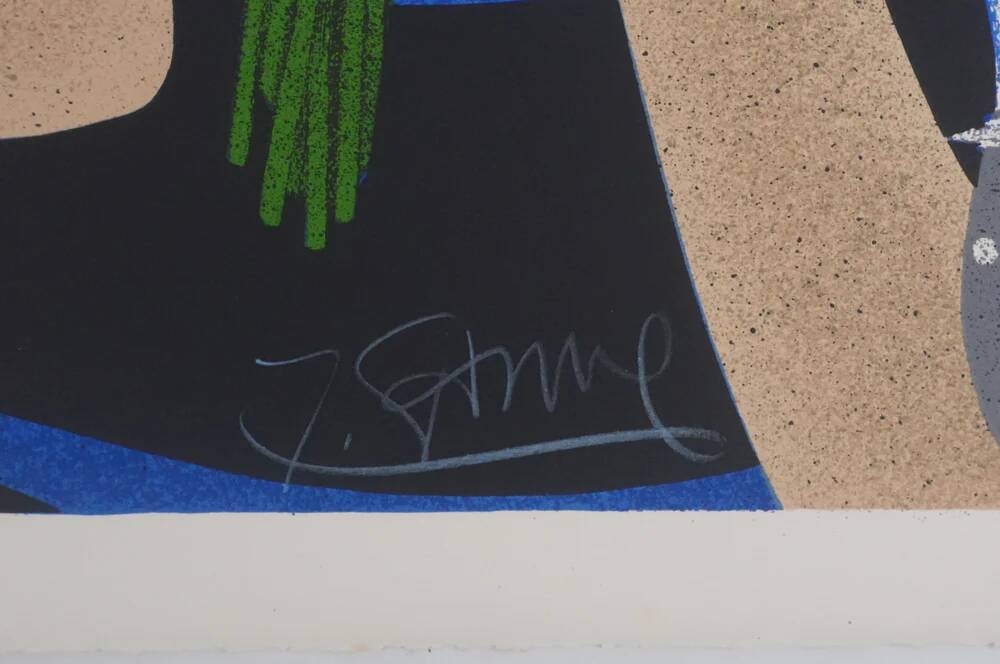 Yves Ganne: The Two Women with Bouquets, original signed lithograph