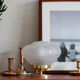Lampe chevet laiton globe verre dépoli