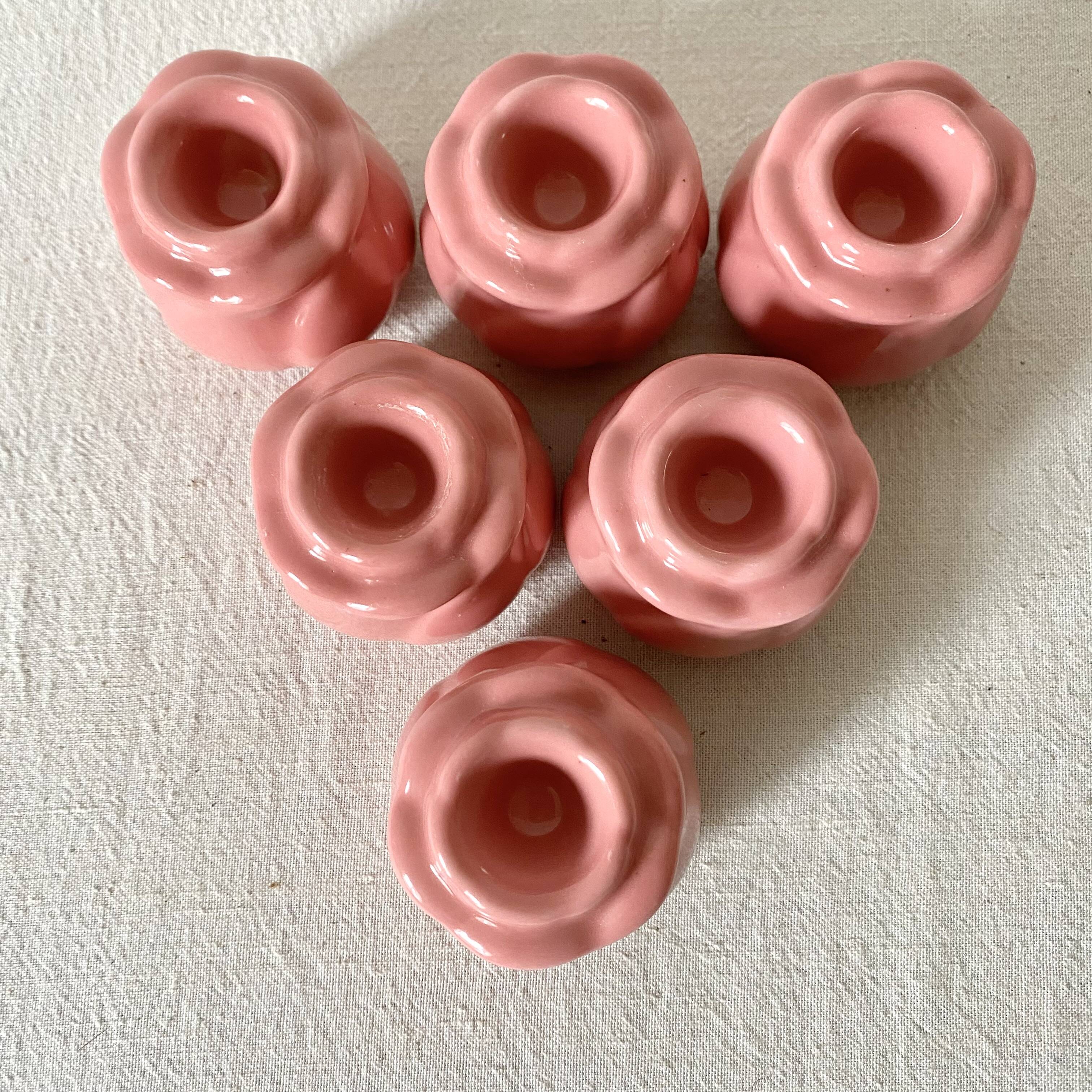 6 rosebud candle holders, 1980s
