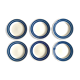 Set of 6 dessert plates in blue striped earthenware