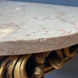 Carved wooden and marble console