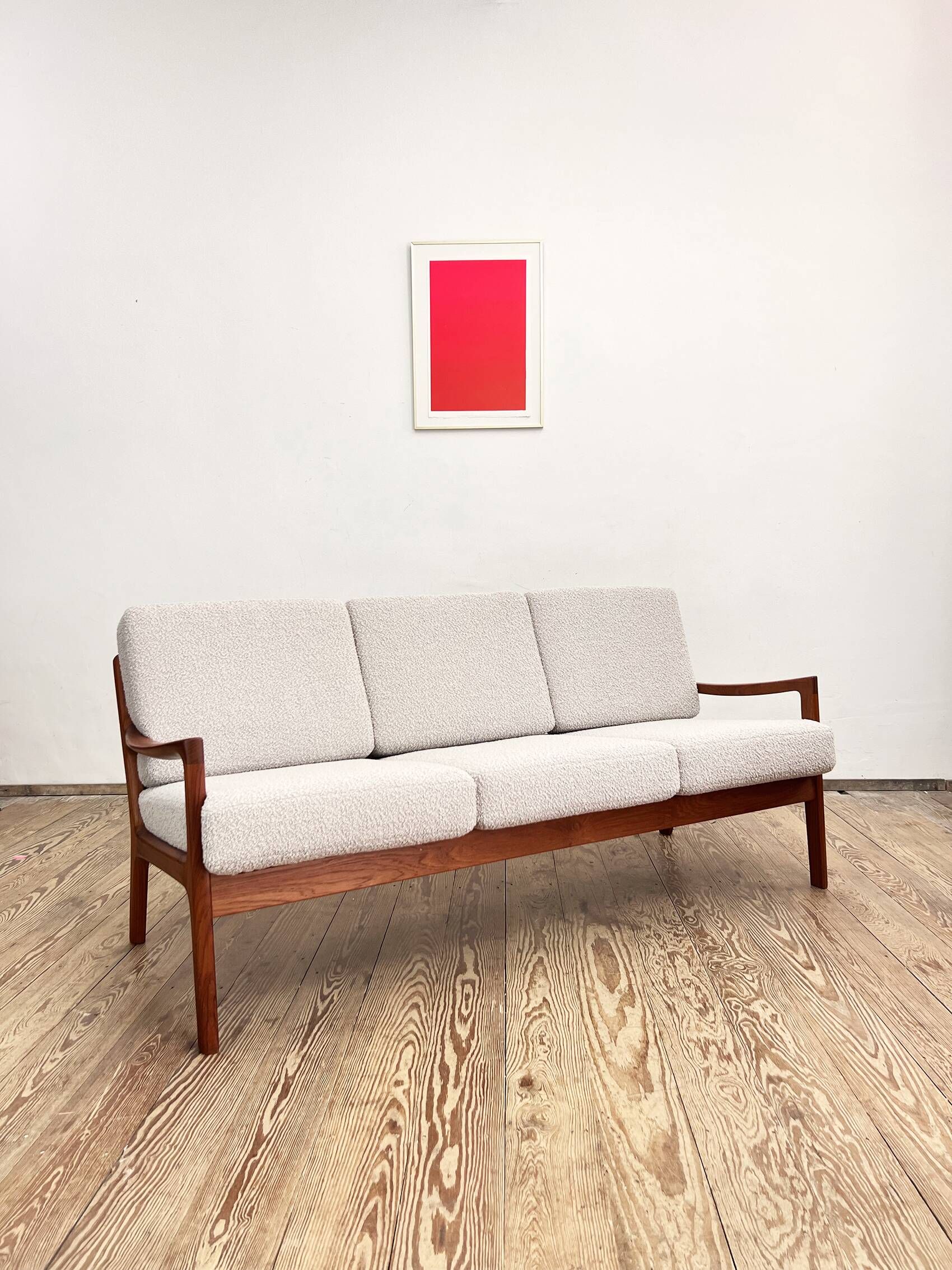 Mid Century Modern 3-Seat Sofa, Ole Wanscher for France & Son, Senator Teak, Danish Design Couch