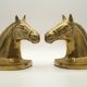 Vintage Brass Horse Head Bookends Pair – French Cast Brass Equestrian Decor
