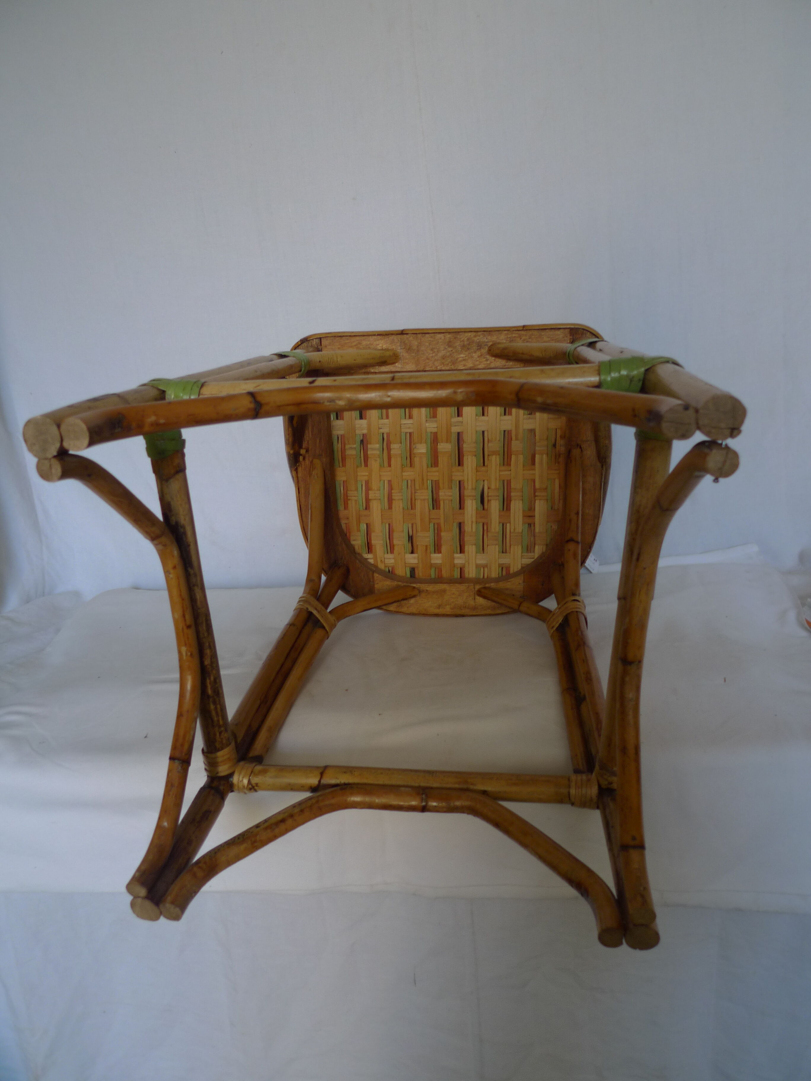 Braided wicker bar stool