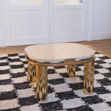 Table d’appoint travertin et laiton  vintage