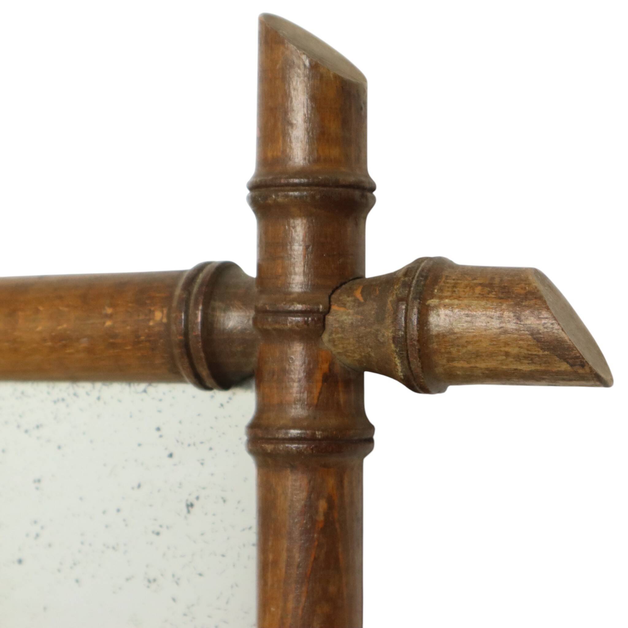 Antique French Wooden Faux Bamboo Mirror 52x39cm
