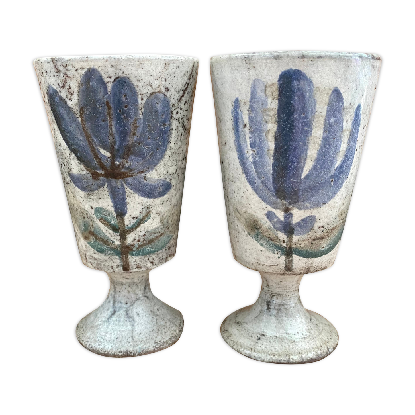 2 mazagrans ou vases céramique Gustave Reynaud Vallauris