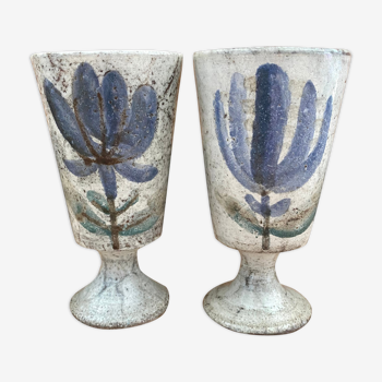 2 mazagrans or ceramic vases Gustave Reynaud Vallauris