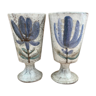 2 mazagrans or ceramic vases Gustave Reynaud Vallauris