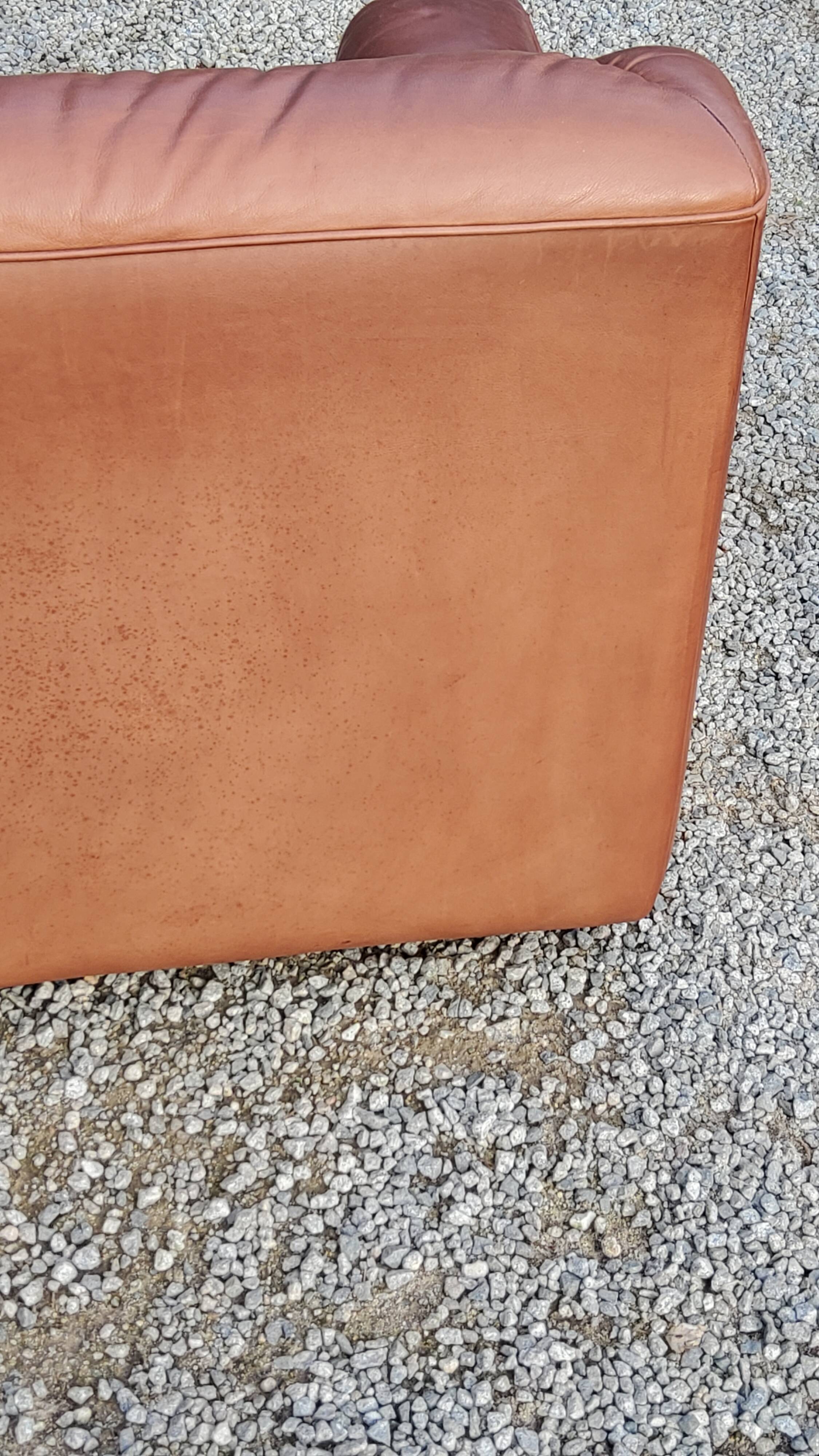 Pair of armchairs and De Sede sofa in cognac leather from the 70s/80s