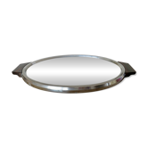 Plateau miroir ovale, laiton chromé et palissandre, art déco, années 20 30