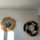 Mirror in raffia, 47 cm