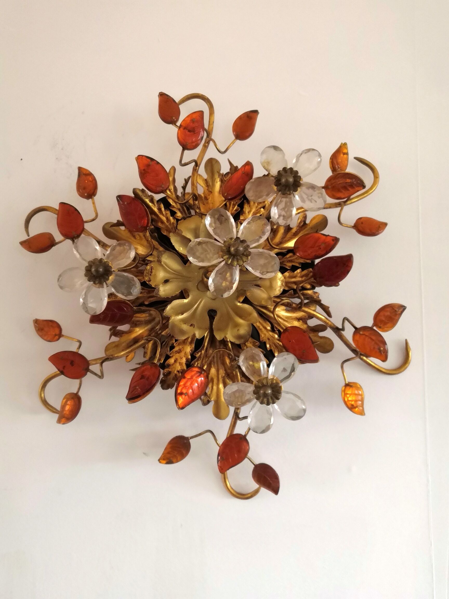 Ceiling lamp or wall lamp Maison Banci gilded metal and Murano glass