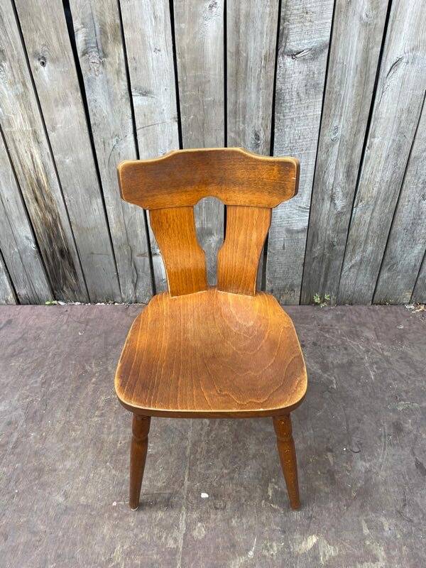 Vintage Brutalist Stube solid wood dining chair
