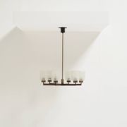 Vintage Philips 6-Light Chandelier in Brass, Teak & Black Metal