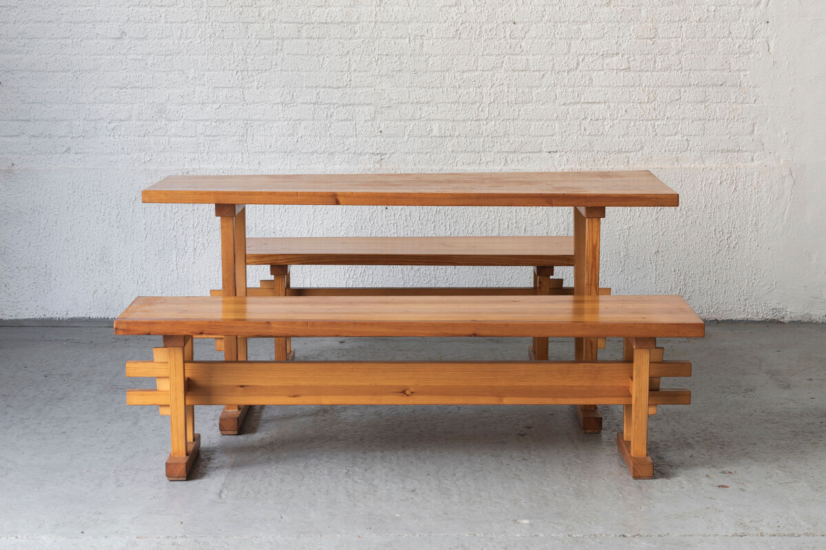 Dining set of 3 in solid oregon pine