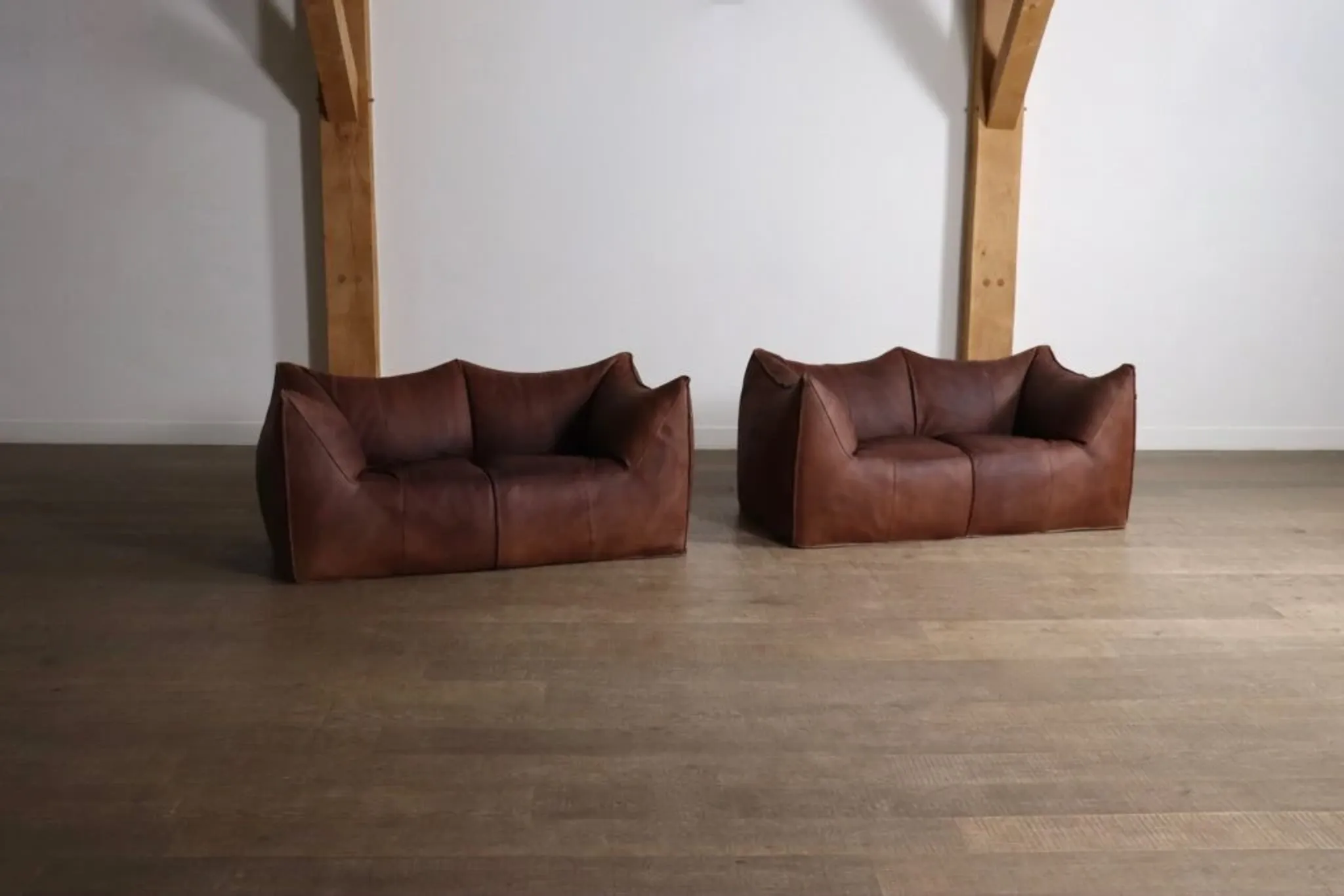 Le Bambole sofa in buffalo leather by Mario Bellini for B&B Italia, 1970s