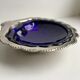 Empty-pocket / butter bowl shell in silver metal and blue glass 60s