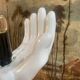 vintage ceramic and opaline hand lamp