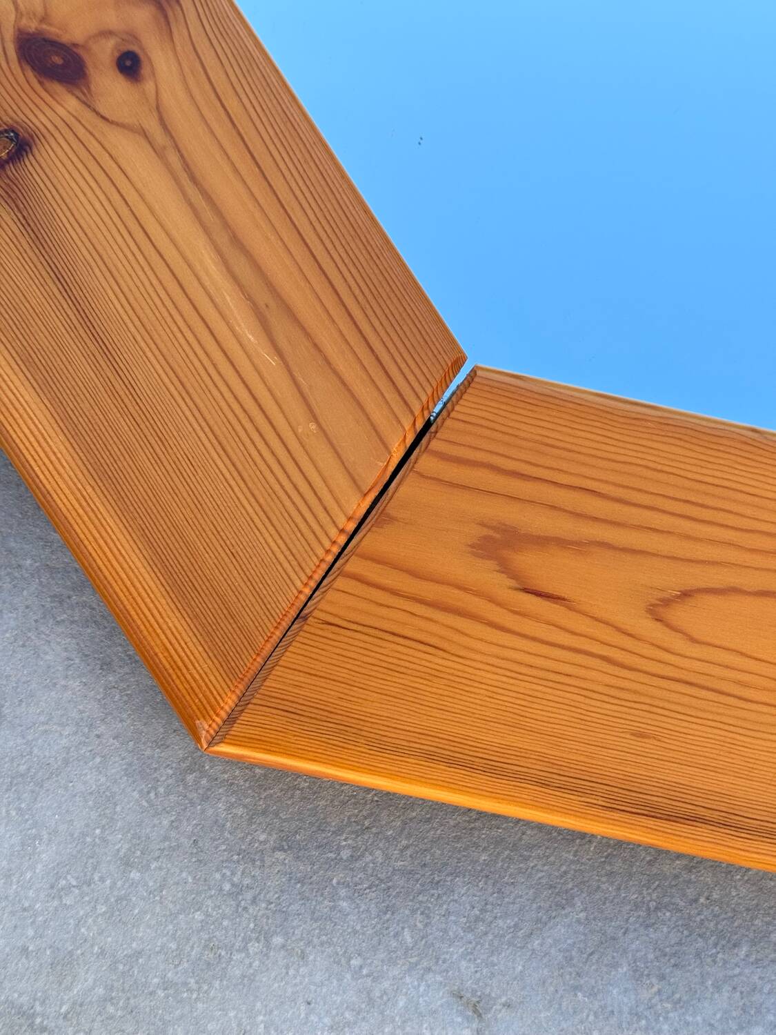 Octagonal pine mirror in 1980s Scandinavian design.