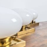 Set of 3 vintage wall lights – brass and opal glass (70s design)