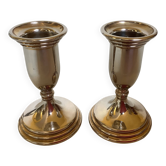 Pair of small silver metal candlesticks Italy