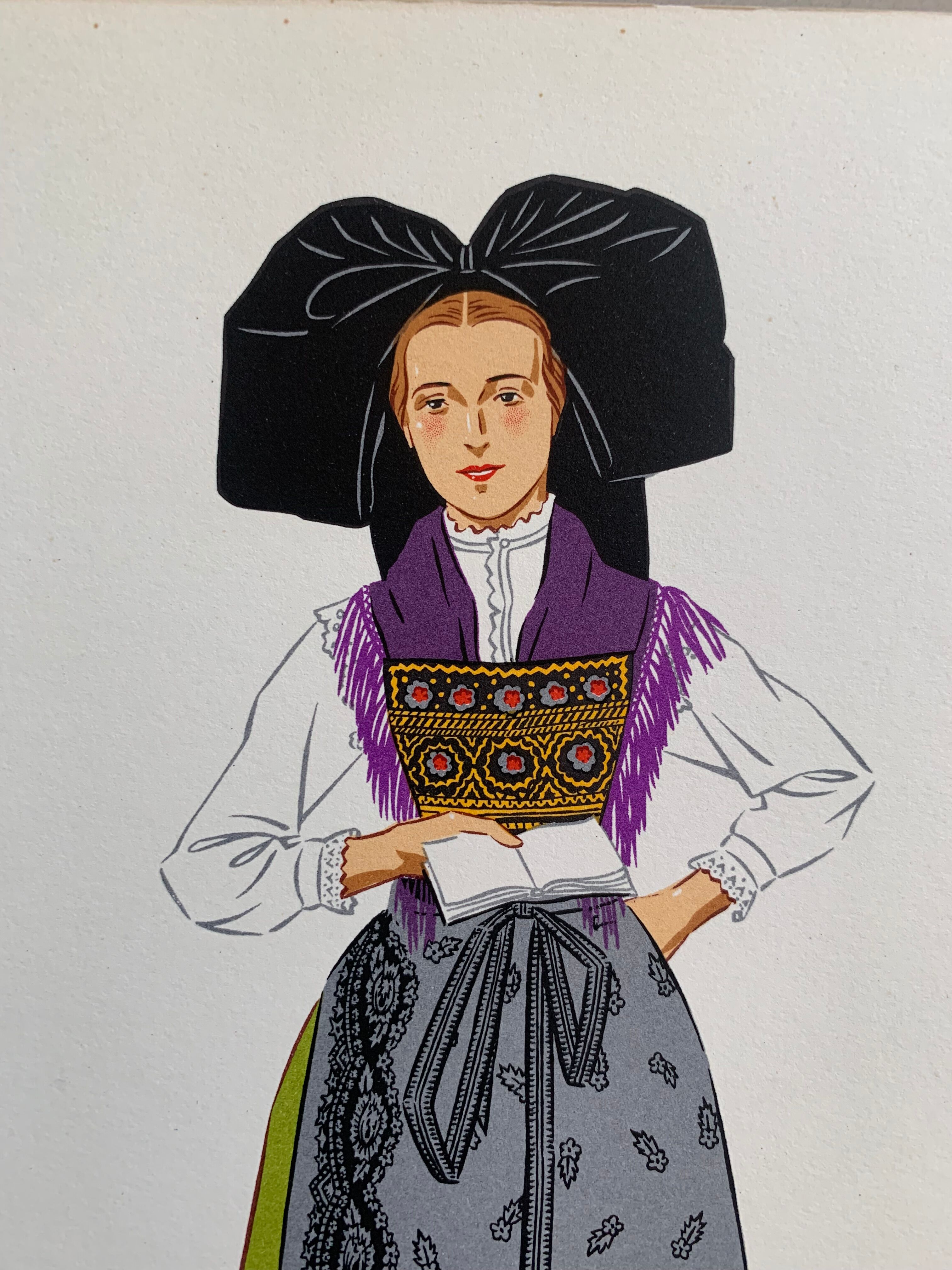 Lithograph national costumes - the Alsatian