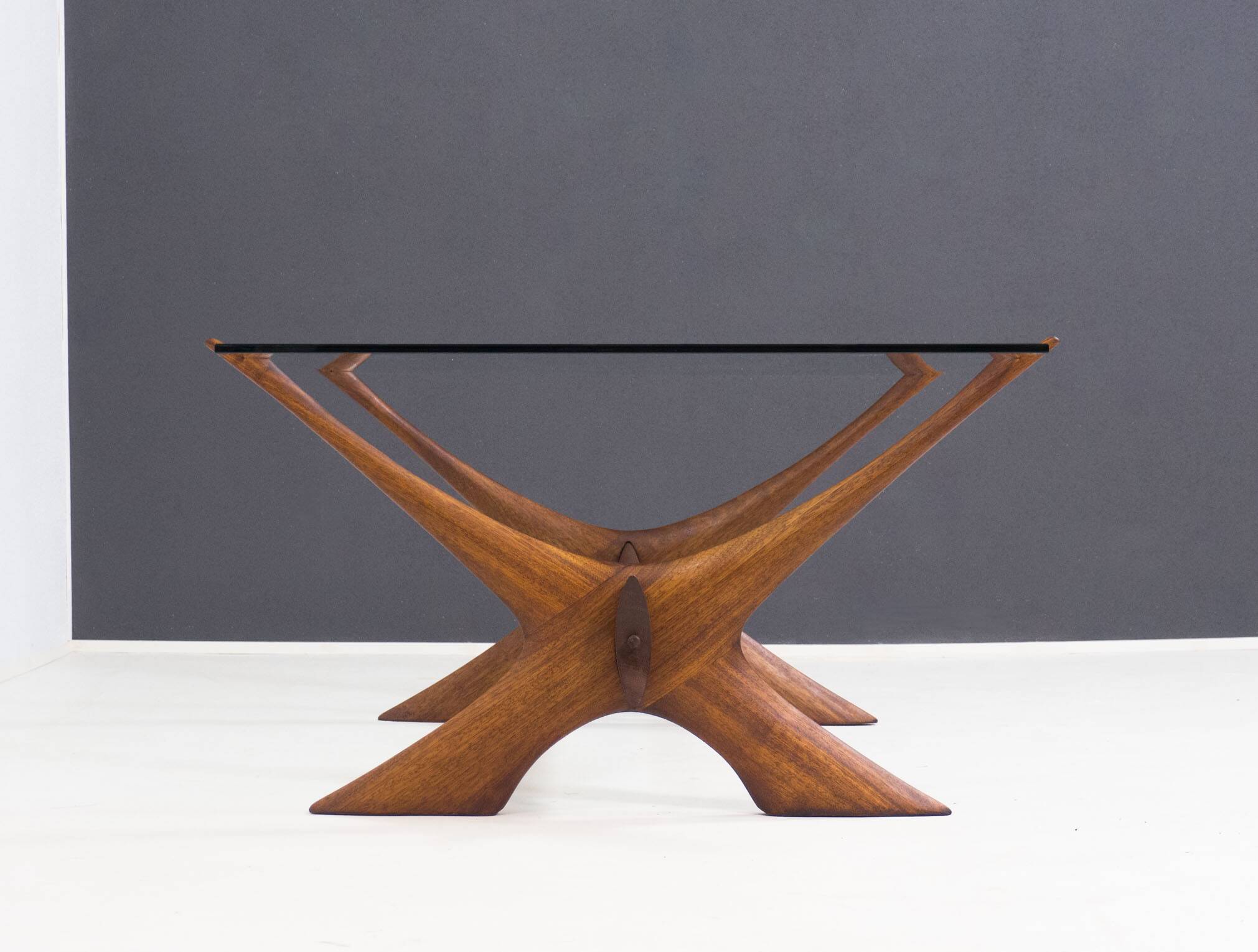 Örebro Glas ‘Condor’ walnut & glass coffee table by Fredrik Schriever-Abeln