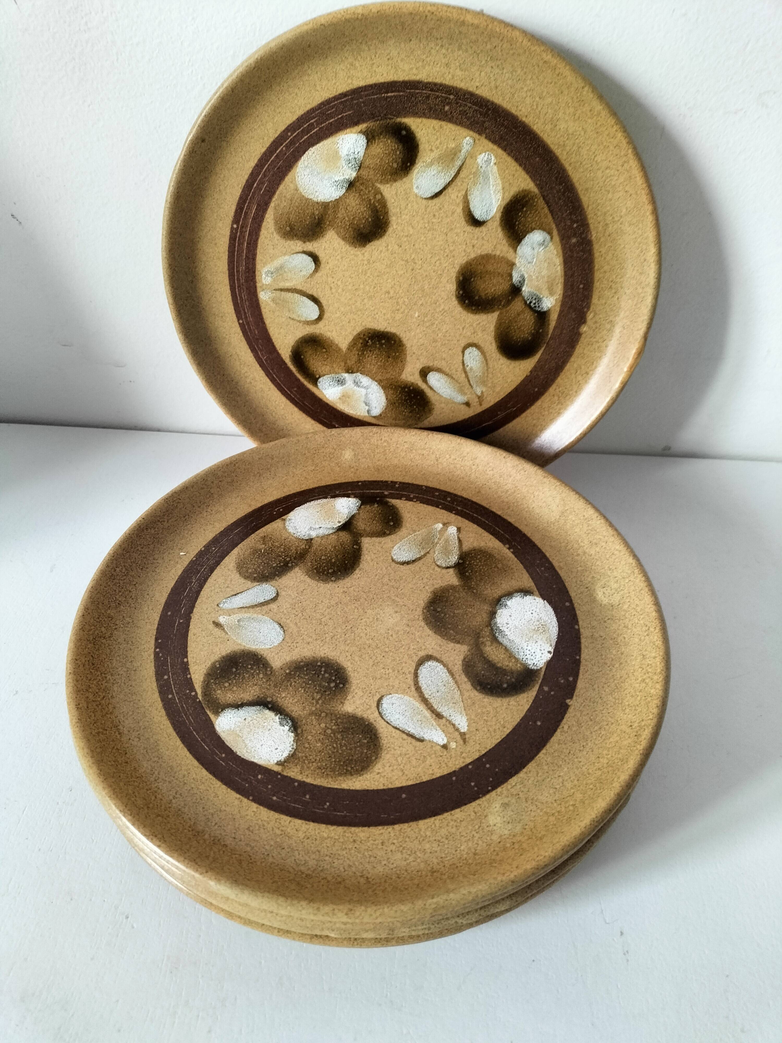 6 dessert plates in stoneware Atelier d’Art Lorraine Sarreguemines