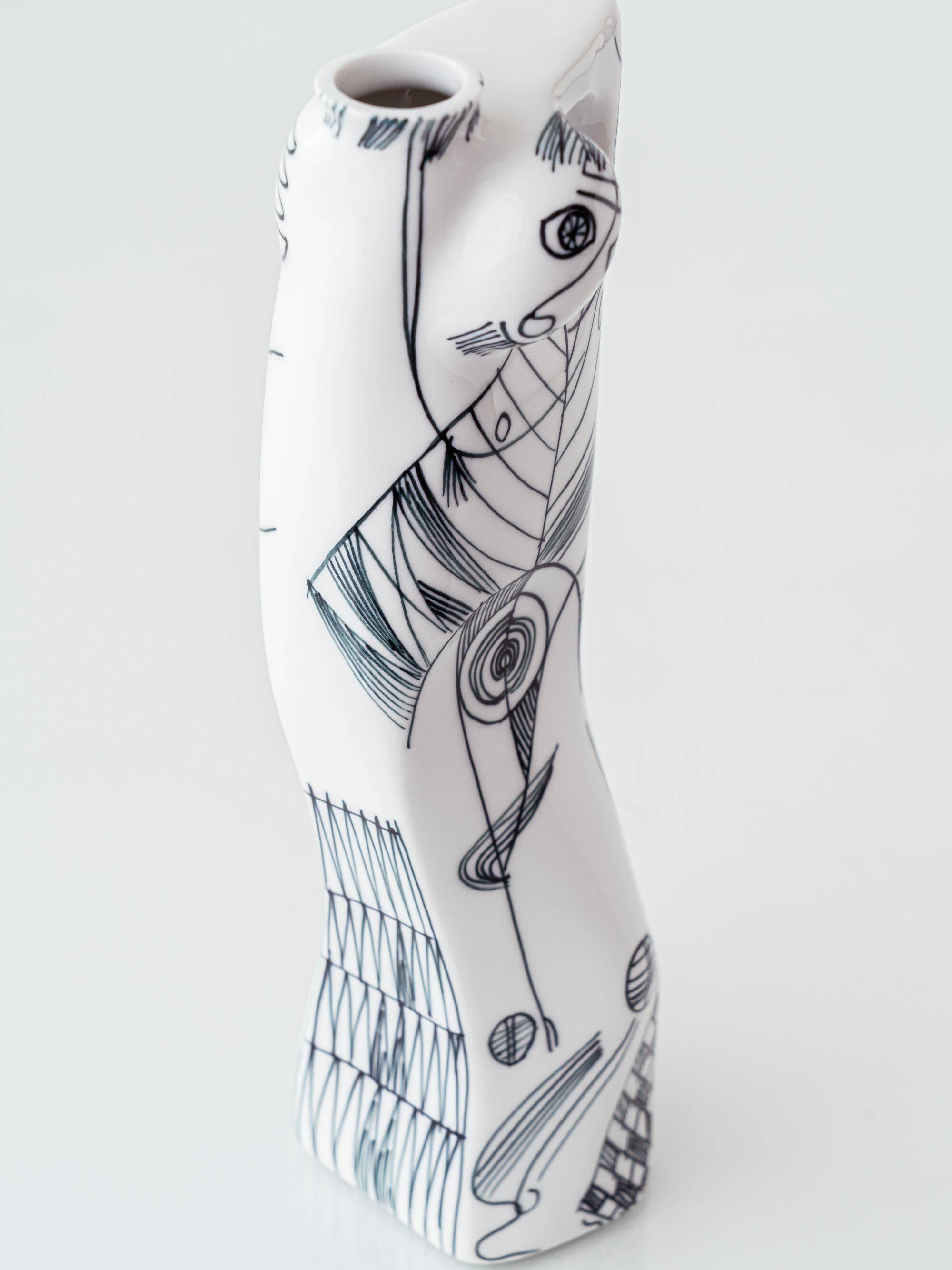 Pair of modernist nude figurative vases in porcelain by Sargadelos.