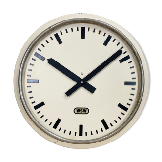 Vintage industrial iron clock from WSW, 1960s