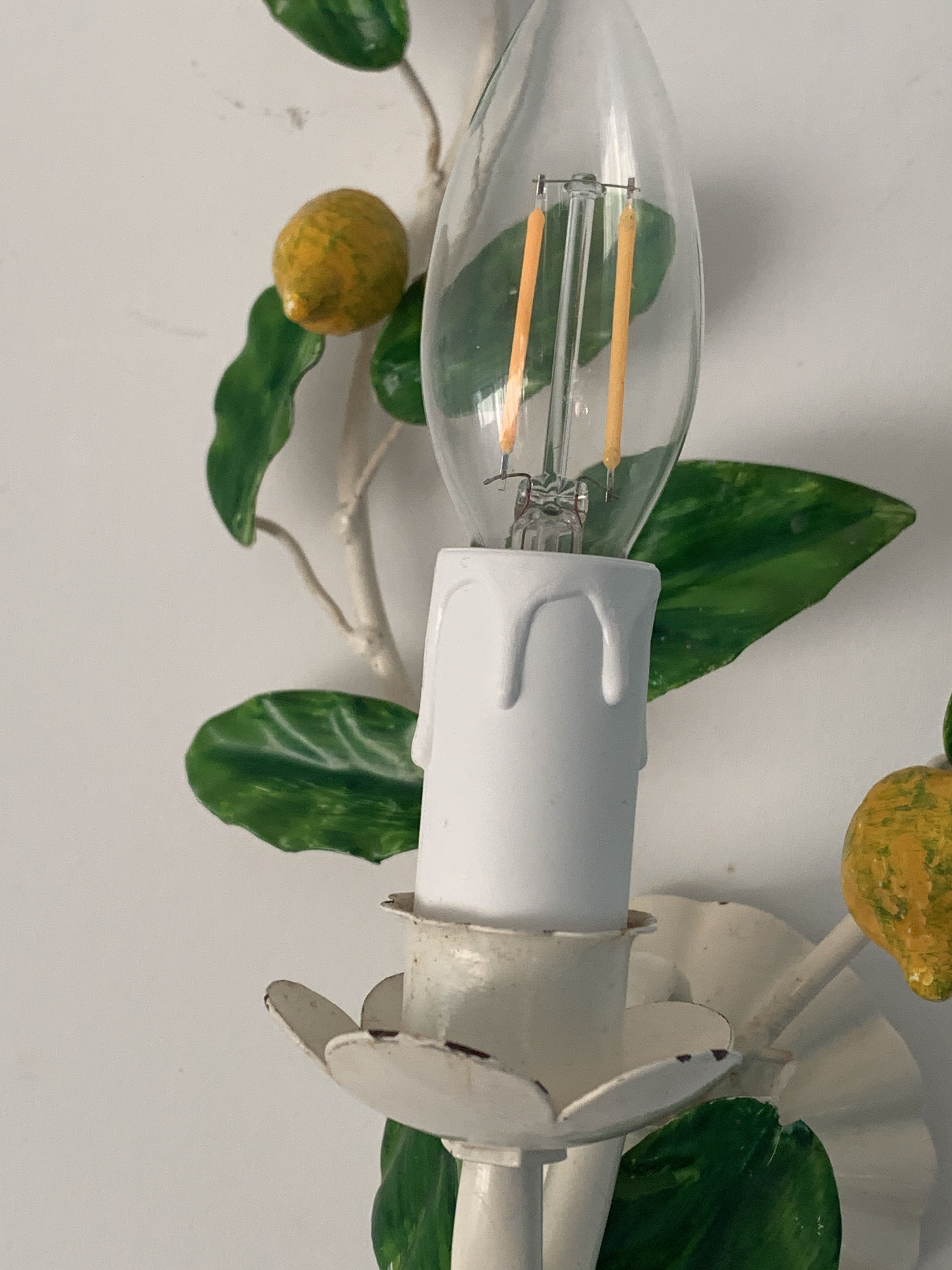 Pair of Italian metal lemon sconces, Firenze House, 1970