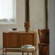 Chair made from hand-carved pine with storage, modern Swedish style, wabi-sabi, 1900s.
