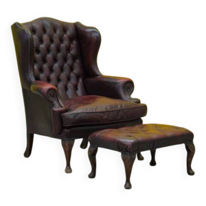 Fauteuil à oreilles - bordeaux