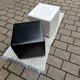 Pair of designer poufs in faux leather