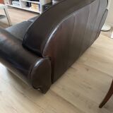 Brown leather club sofa