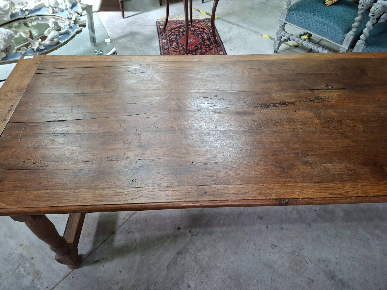 Grande table de ferme en chêne – XIXe siècle – 235 cm