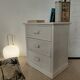 Vintage cane chest of drawers with 3 drawers - white patinated wood - seaside spirit